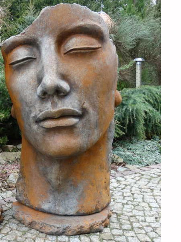 Betonbüsten-Set - Gesicht 'Frau' Und 'Mann' Mit Rosteffekt - Skulpturen - XXL-Produkt – Bild 4